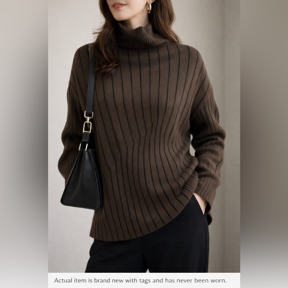 Ribbed Wool Blend Turtleneck Sweater | NWT